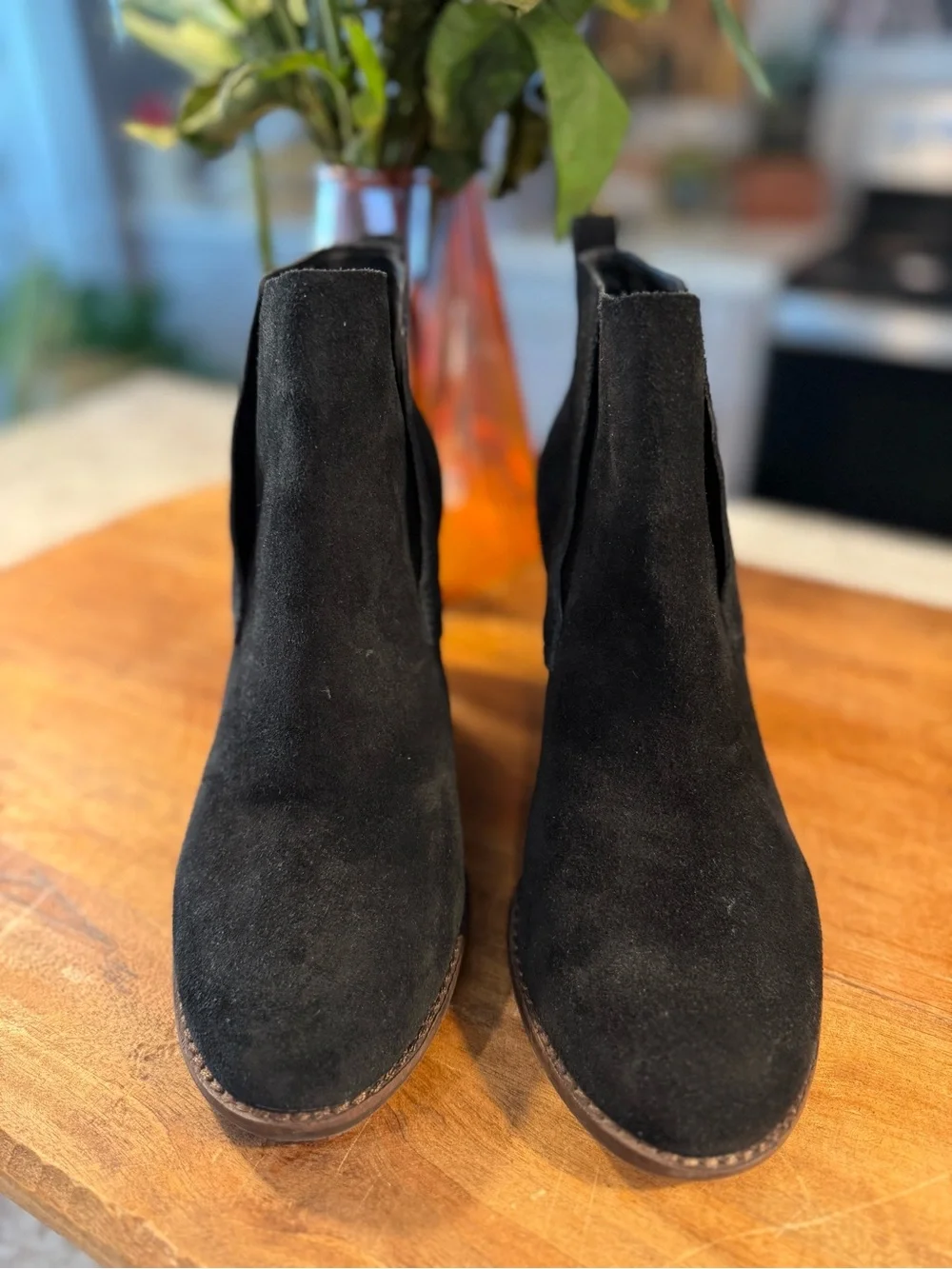 Lucky Brand Black Suede Wedge Ankle Booties
